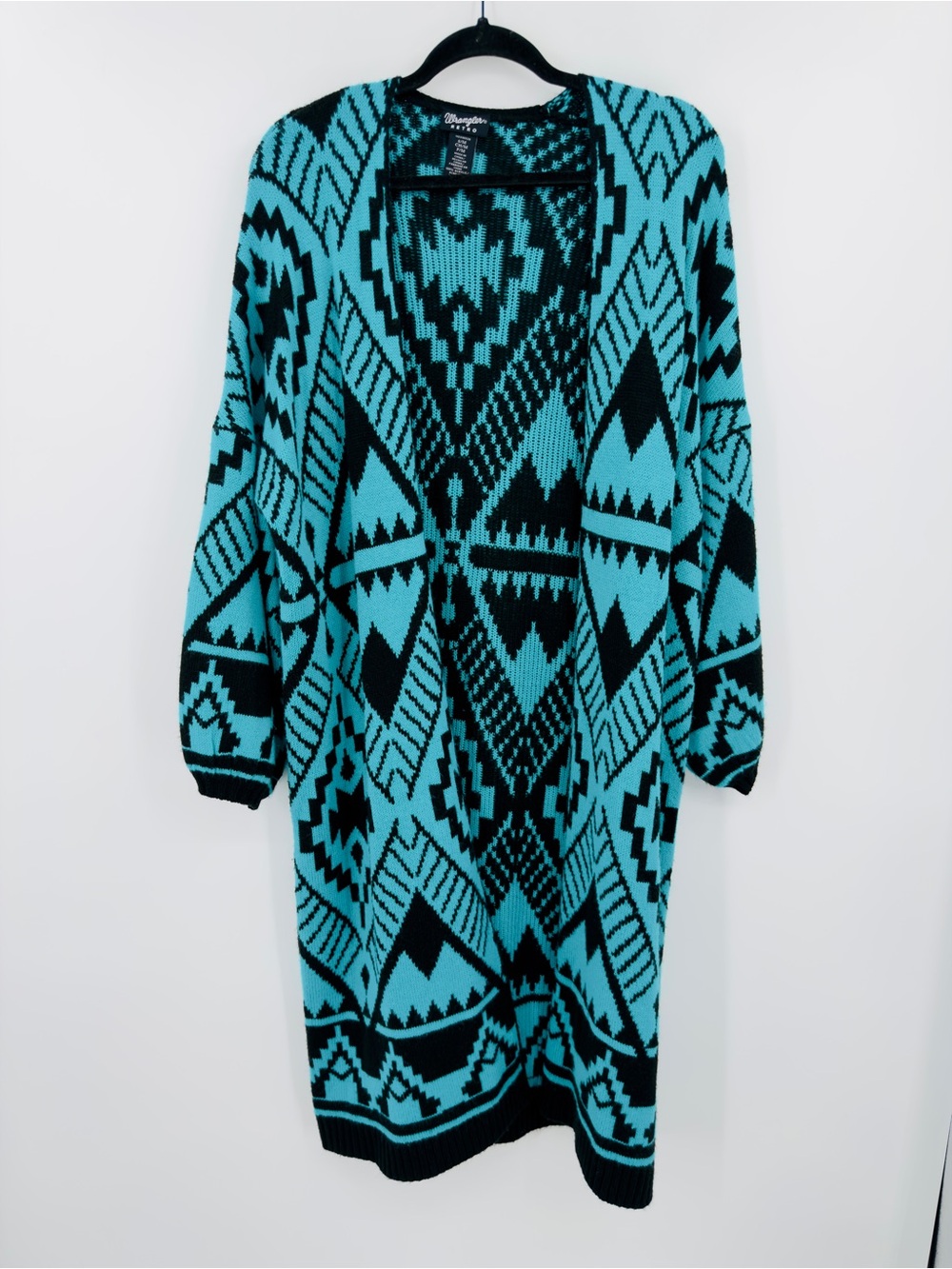 Wrangler | Retro Aztec Teal Open Front Cardigan Size Small/Medium
